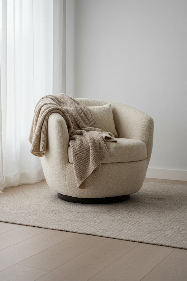Fauteuil club pivotant rembourré beige 37,2 avec rangement et design ergonomique