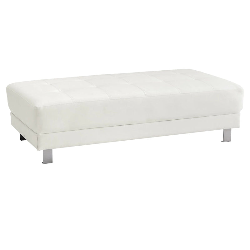 Ottoman capitonné en similicuir – 57 – Blanc