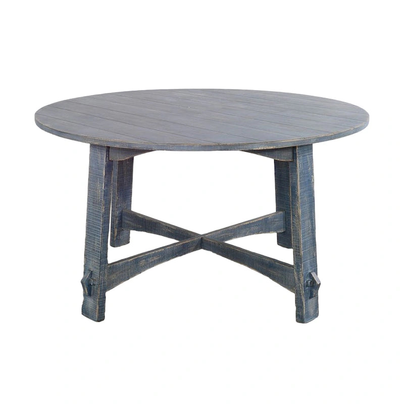Table de salle à manger, bois d'acajou bleu océan à planches rondes de 54 pouces