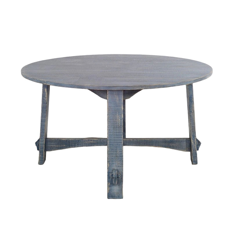 Table de salle à manger, bois d'acajou bleu océan à planches rondes de 54 pouces