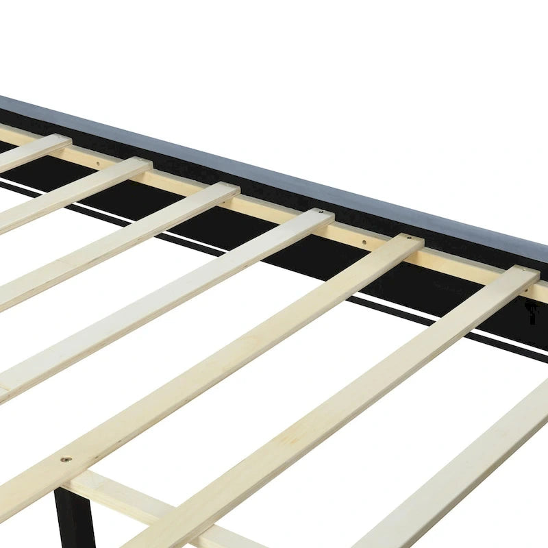 Lit plateforme rembourré Queen Size avec tête de lit capitonnée et cadre en fil métallique