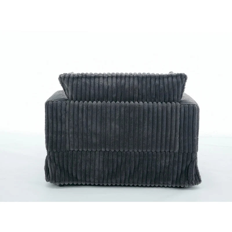 Chaise longue surdimensionnée moderne gris foncé de 47,8 po avec pouf et oreillers