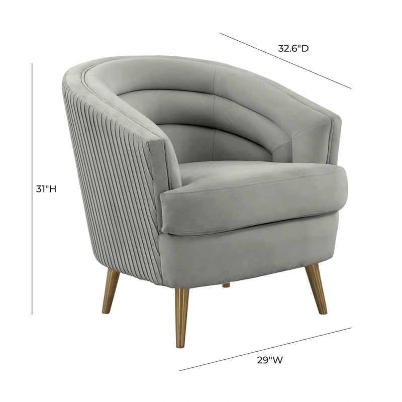 Fauteuil d'appoint en velours - 29L x 32.6P x 31H