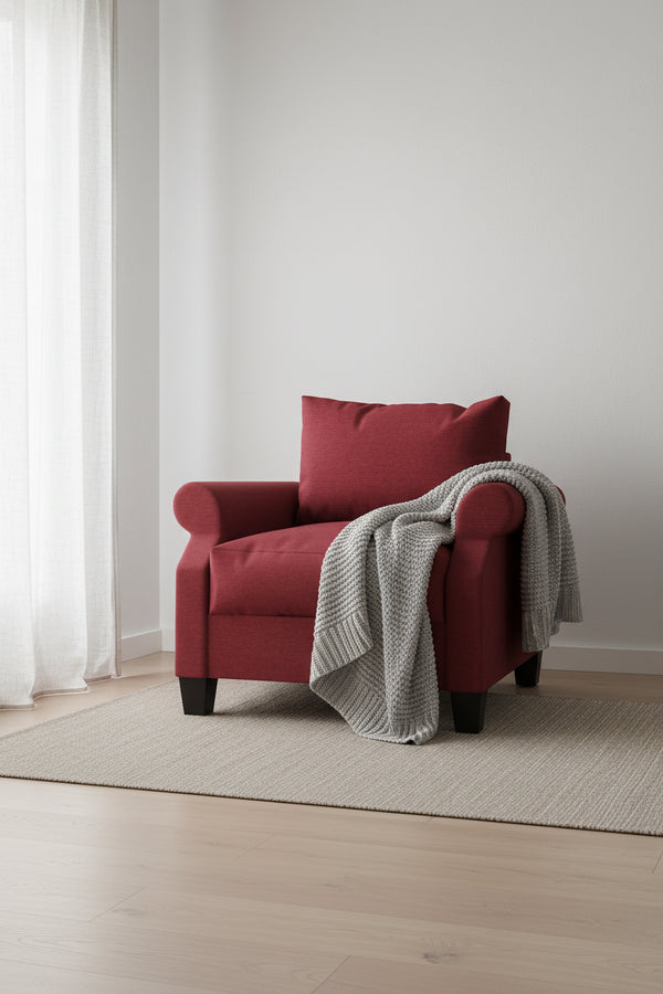 Fauteuil capitonné en lin classique