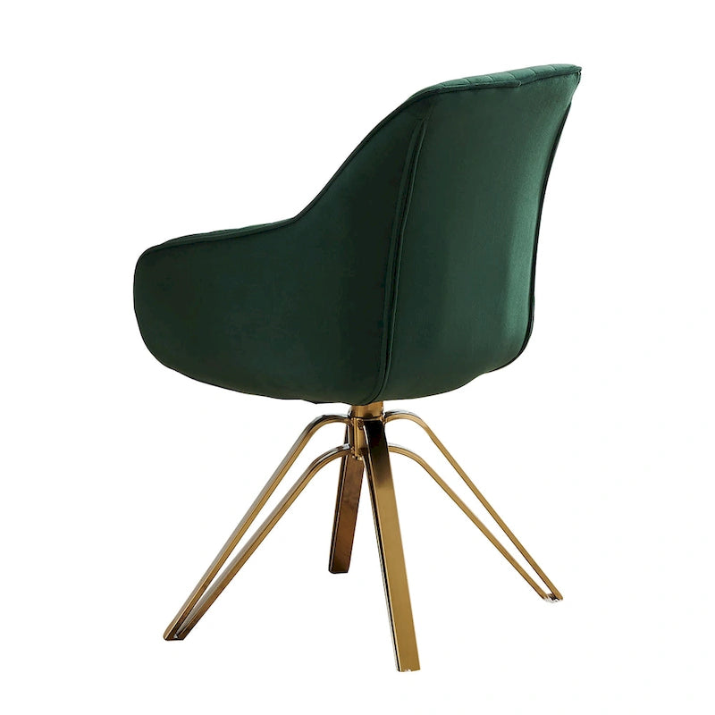 Fauteuil pivotant 23 en velours vert et doré - 23