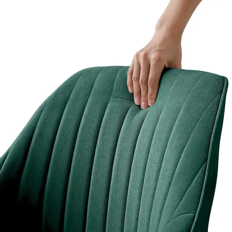 Fauteuil pivotant 23 en velours vert et doré - 23