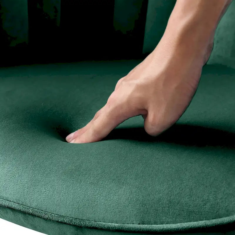 Fauteuil pivotant 23 en velours vert et doré - 23