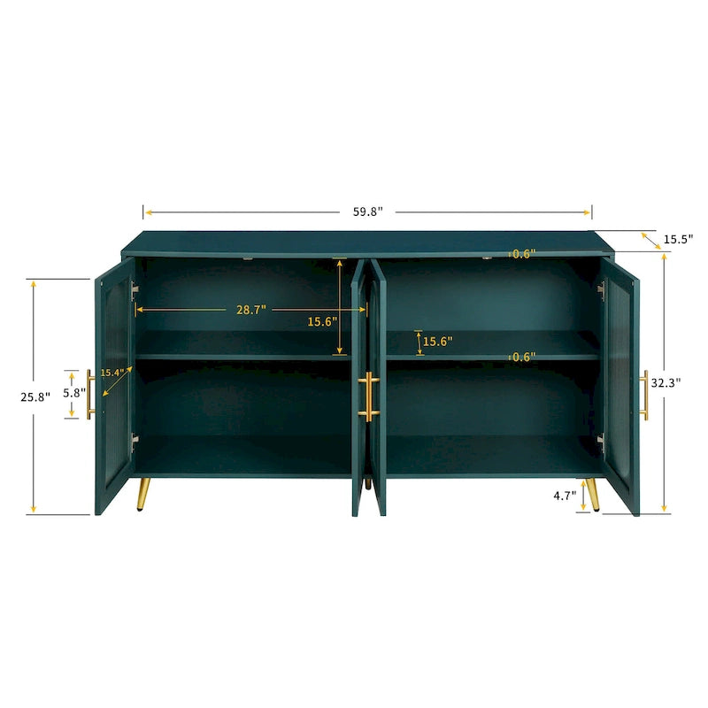 Meuble TV en bois avec armoire de rangement et étagères réglables - N/A