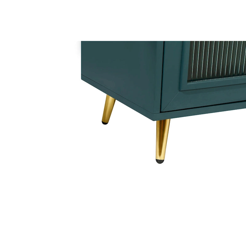 Meuble TV en bois avec armoire de rangement et étagères réglables - N/A