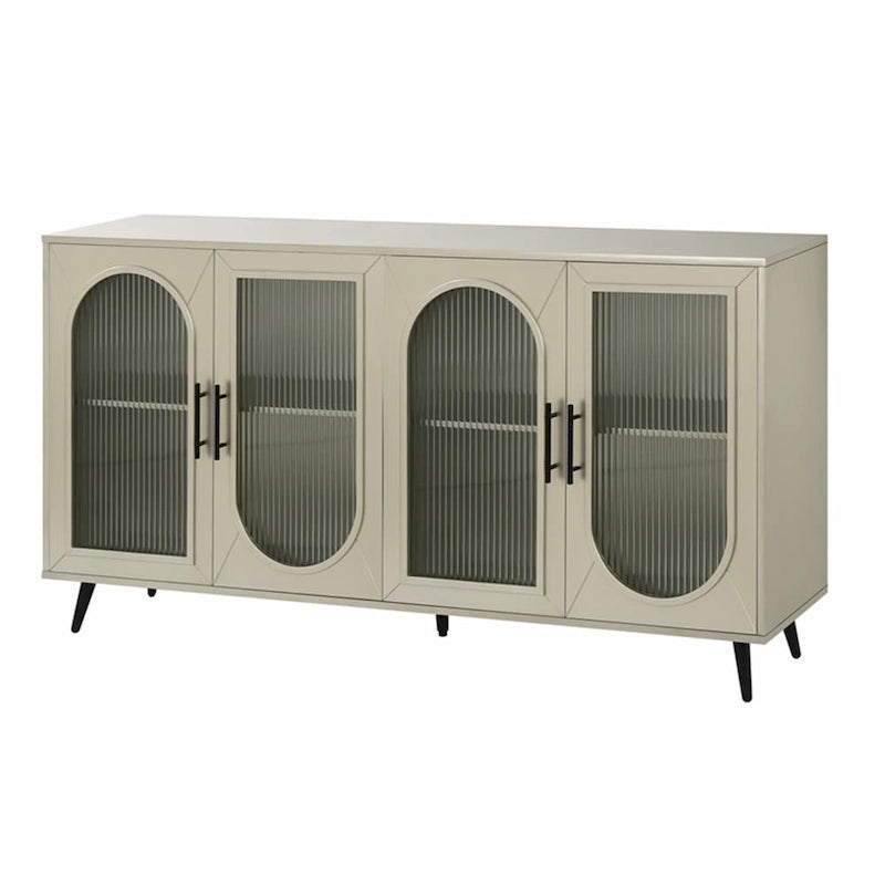 Meuble TV en bois avec armoire de rangement et étagères réglables - N/A