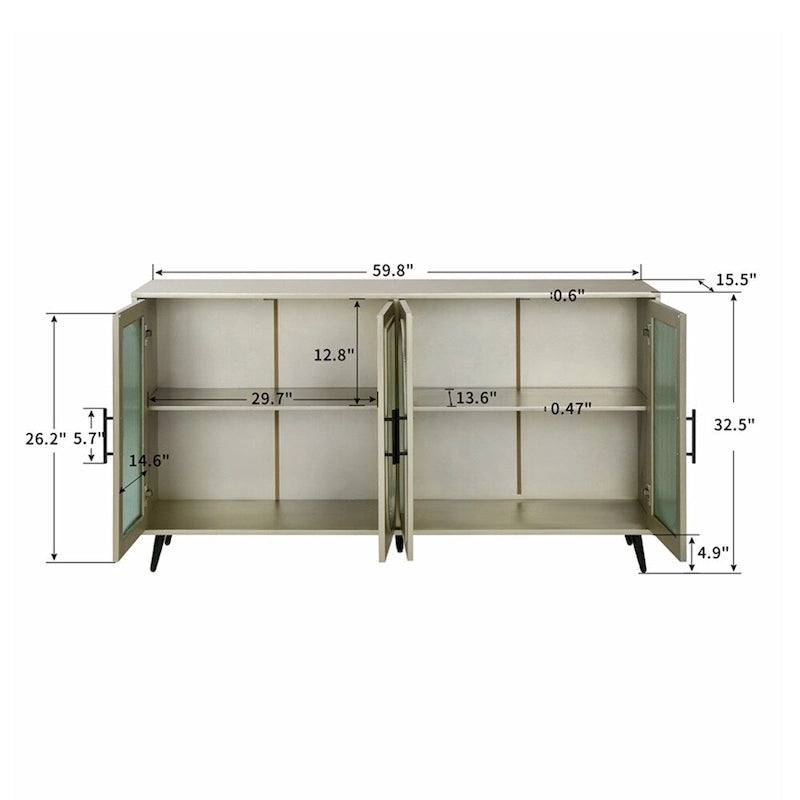 Meuble TV en bois avec armoire de rangement et étagères réglables - N/A