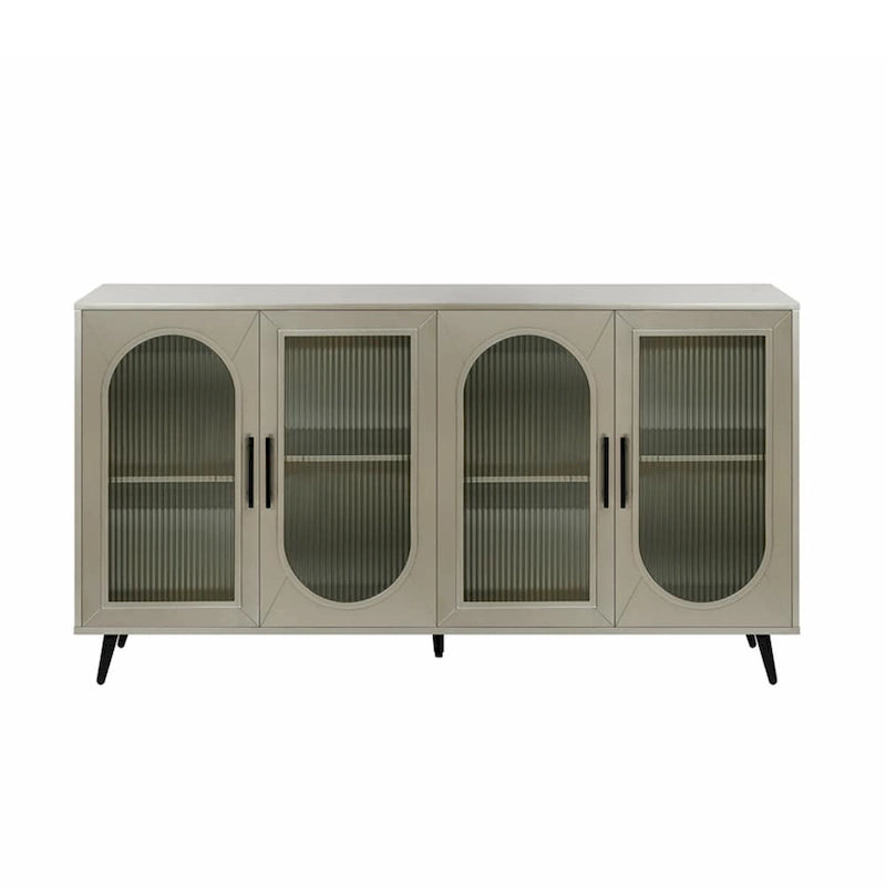 Meuble TV en bois avec armoire de rangement et étagères réglables - N/A