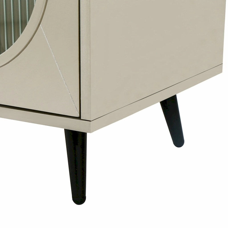 Meuble TV en bois avec armoire de rangement et étagères réglables - N/A
