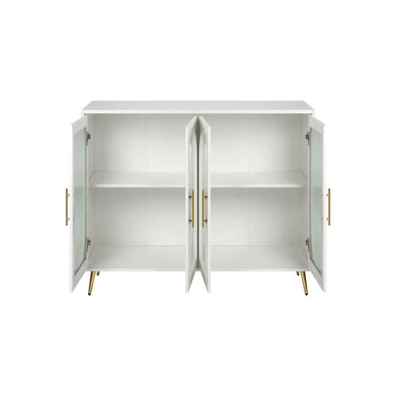 Meuble TV en bois avec armoire de rangement et étagères réglables - N/A