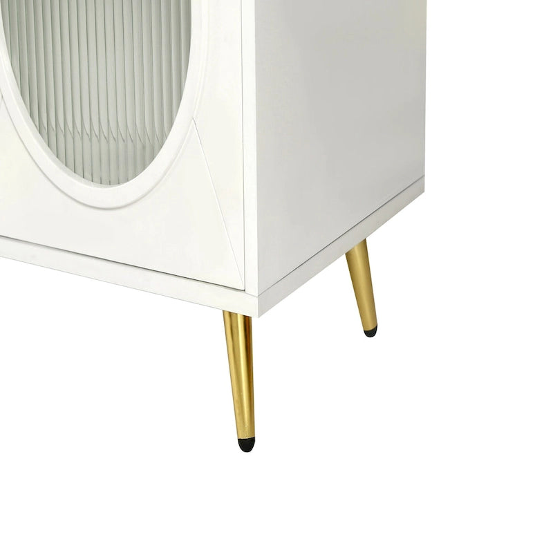 Meuble TV en bois avec armoire de rangement et étagères réglables - N/A
