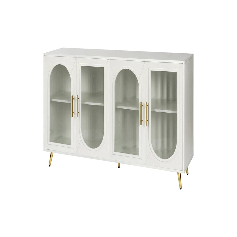 Meuble TV en bois avec armoire de rangement et étagères réglables - N/A