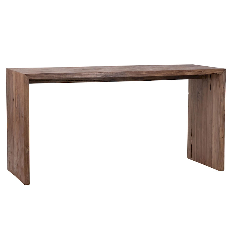 Bureau d'écriture rectangulaire Camila en teck recyclé de 60 pouces à plateau effet cascade