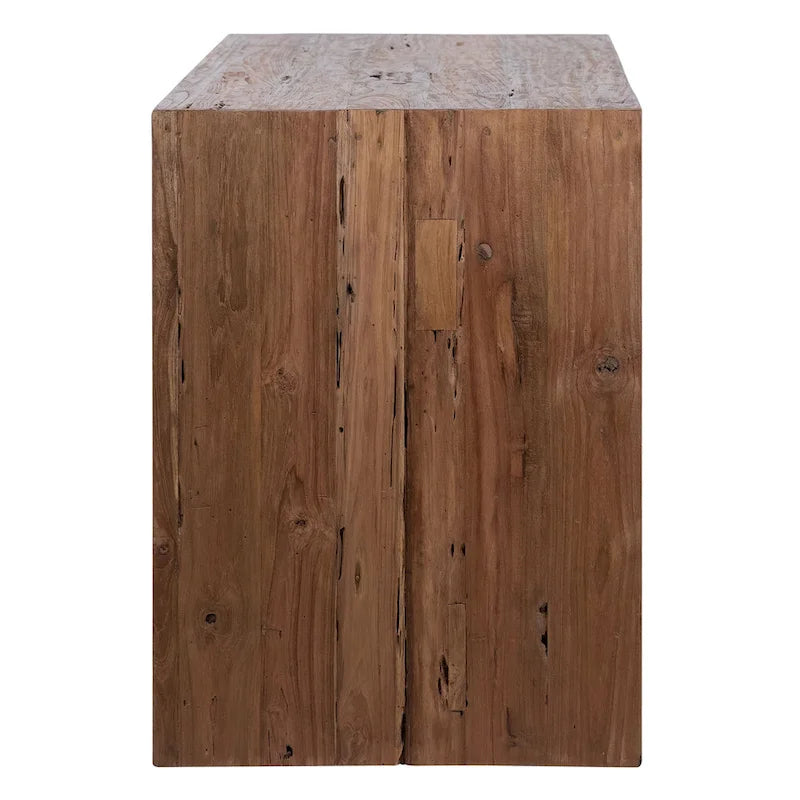 Bureau d'écriture rectangulaire Camila en teck recyclé de 60 pouces à plateau effet cascade
