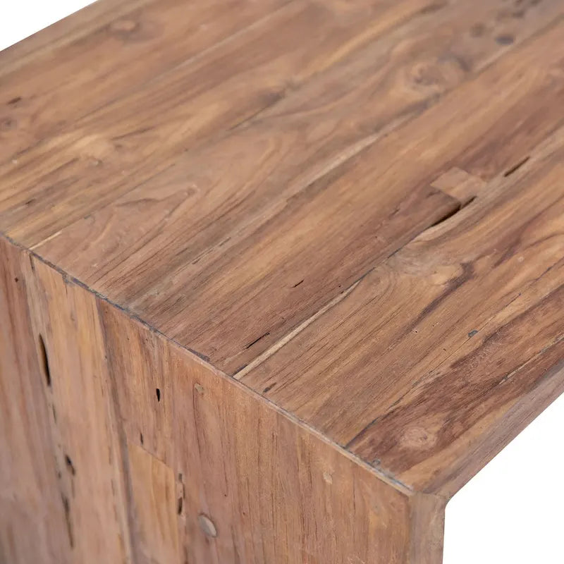 Bureau d'écriture rectangulaire Camila en teck recyclé de 60 pouces à plateau effet cascade