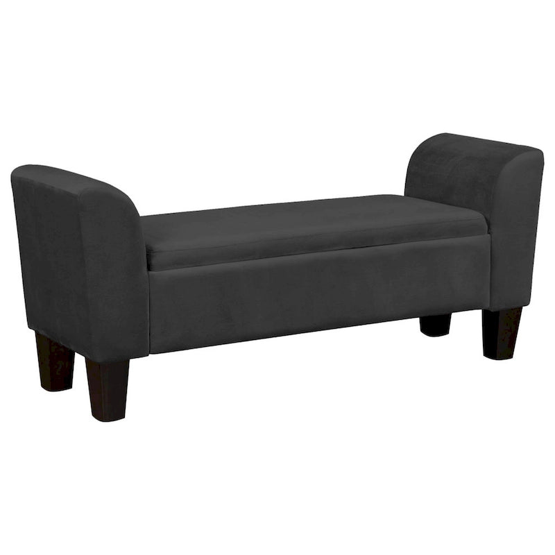 Banc de rangement d'appoint de 55 pouces avec revêtement en velours haute performance, noir