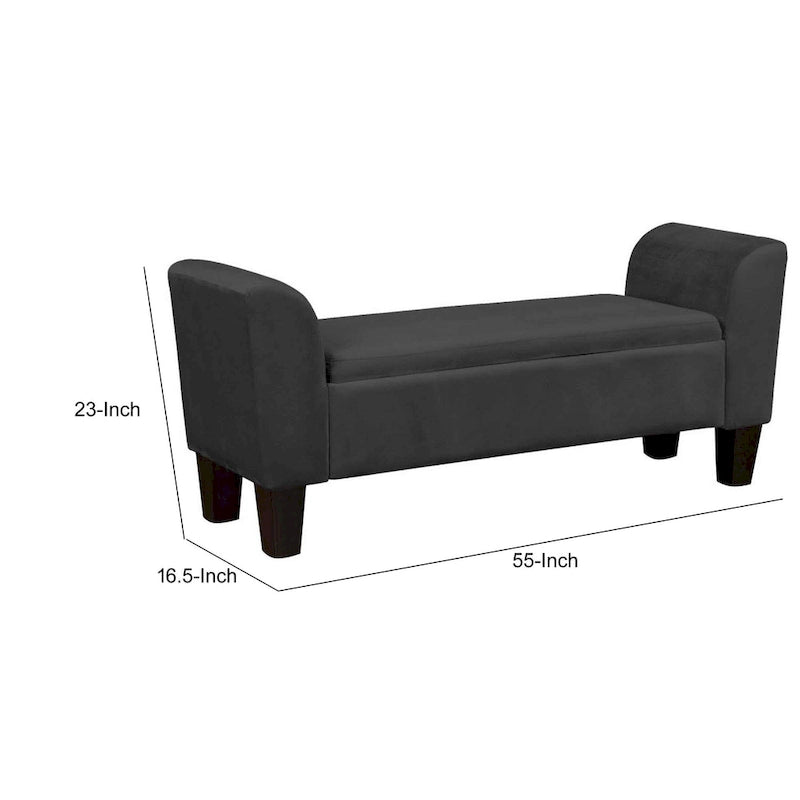 Banc de rangement d'appoint de 55 pouces avec revêtement en velours haute performance, noir