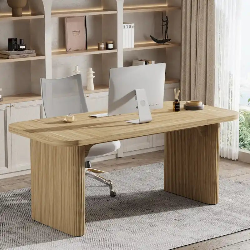 Bureau de direction moderne 62,99 W, simple, avec plateau et pieds en bois d'ingénierie