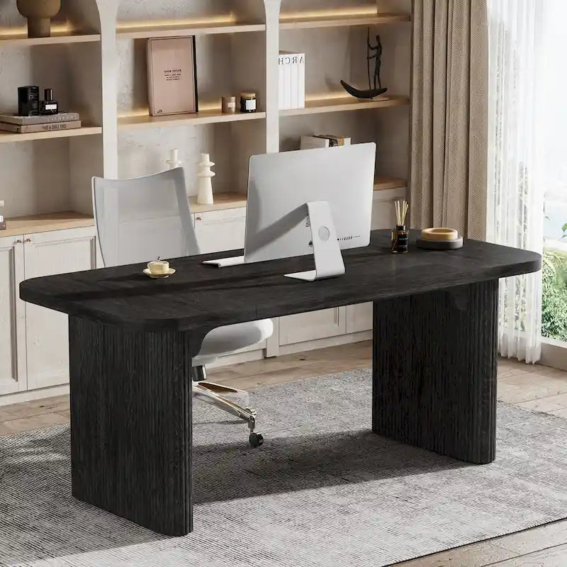 Bureau de direction moderne 62,99 W, simple, avec plateau et pieds en bois d'ingénierie