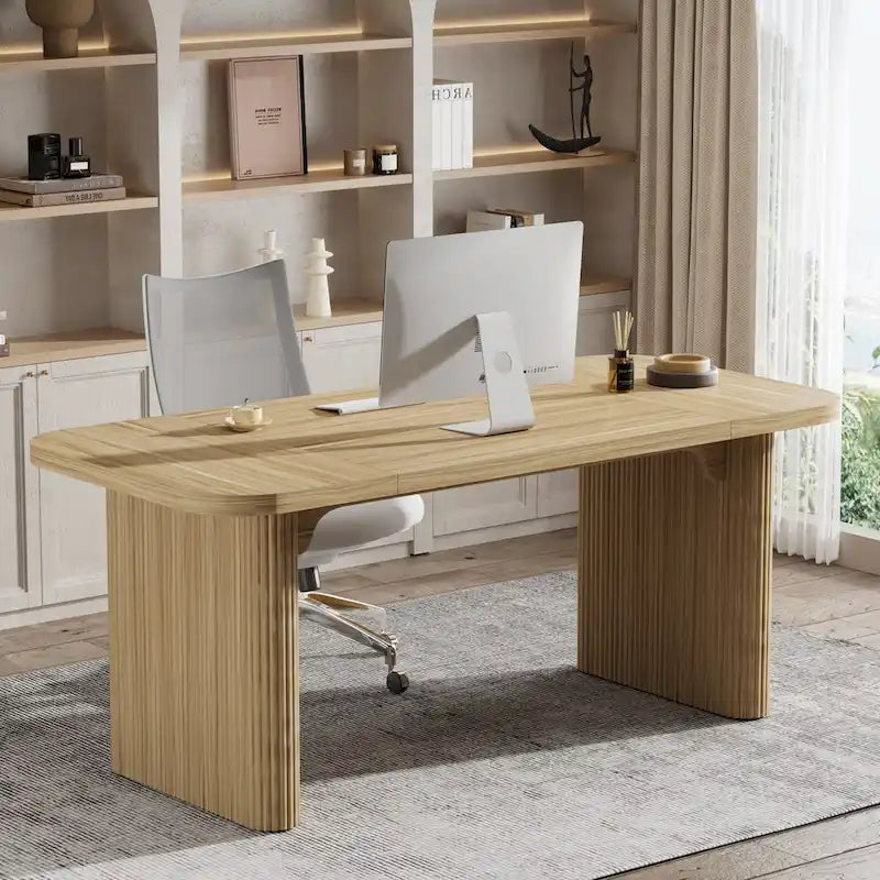 Bureau de direction moderne 62,99 W, simple, avec plateau et pieds en bois d'ingénierie