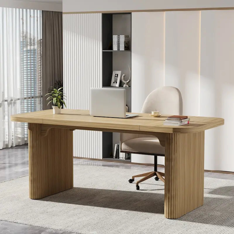 Bureau de direction moderne 62,99 W, simple, avec plateau et pieds en bois d'ingénierie