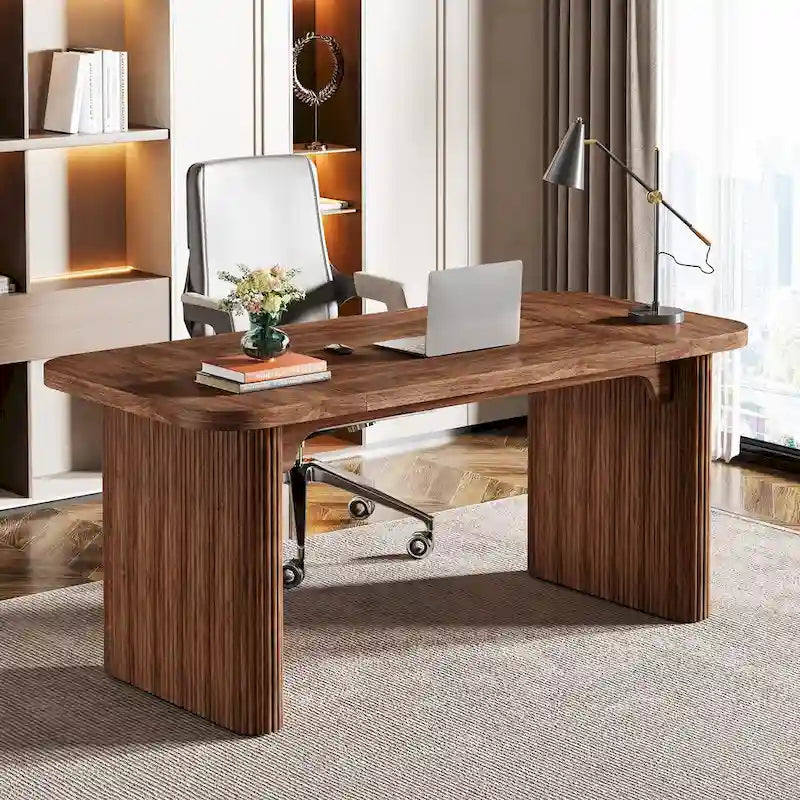 Bureau de direction moderne 62,99 W, simple, avec plateau et pieds en bois d'ingénierie