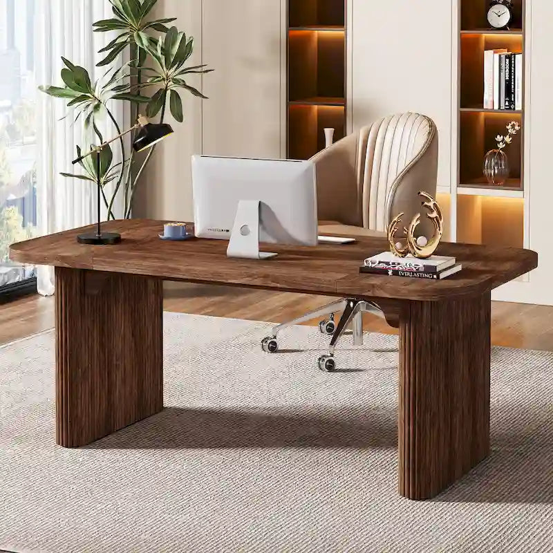 Bureau de direction moderne 62,99 W, simple, avec plateau et pieds en bois d'ingénierie
