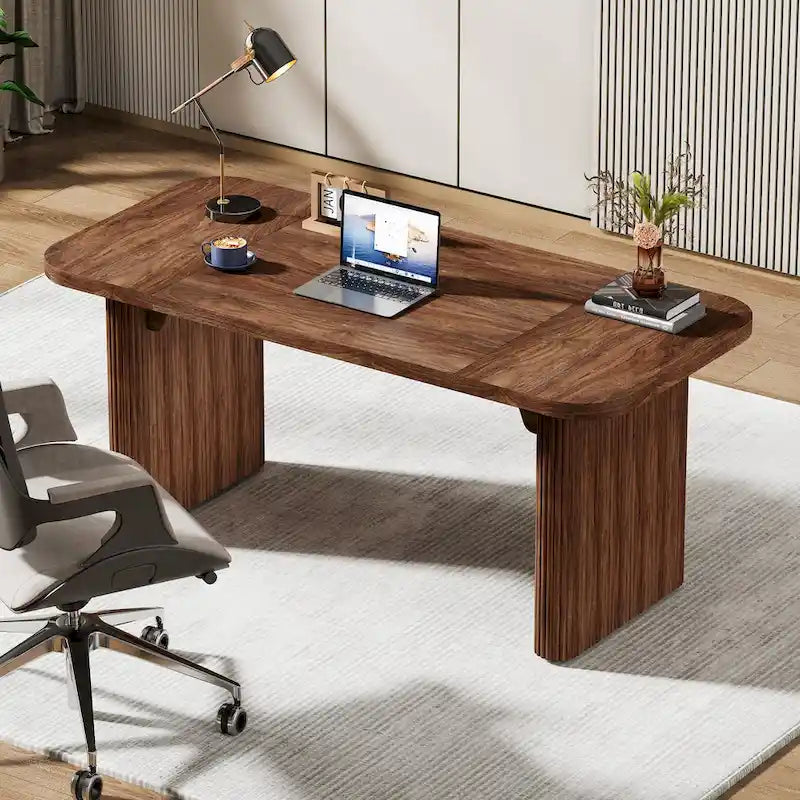 Bureau de direction moderne 62,99 W, simple, avec plateau et pieds en bois d'ingénierie