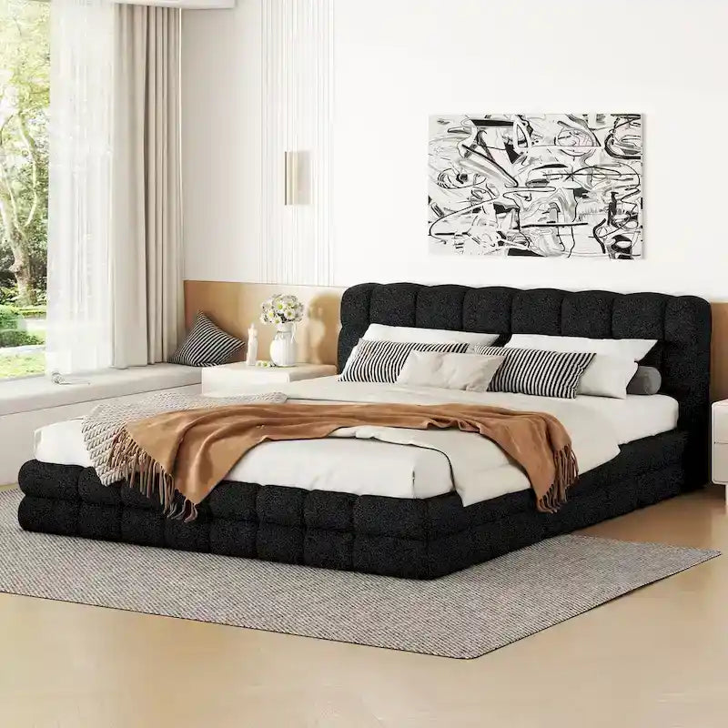 Lit double rembourré pour chambre à coucher
