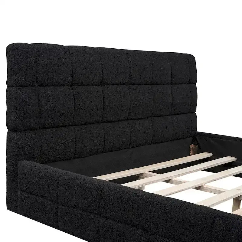 Lit double rembourré pour chambre à coucher