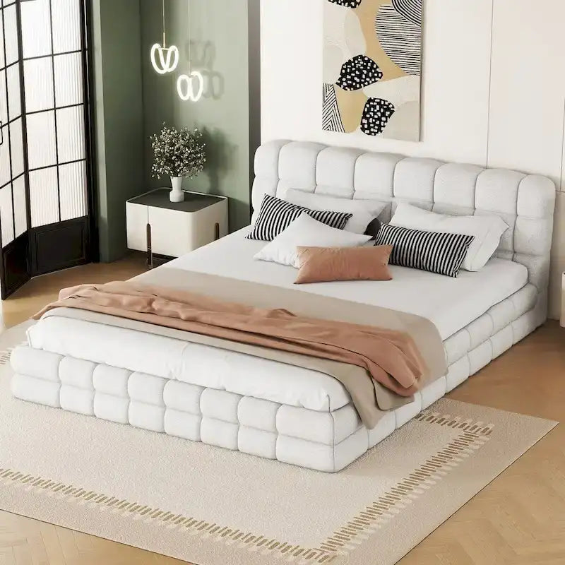 Lit double rembourré pour chambre à coucher