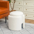 Pouf rond en tissu Teddy pour salon ou chambre à coucher