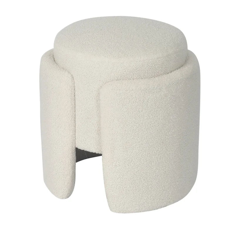 Pouf rond en tissu Teddy pour salon ou chambre à coucher