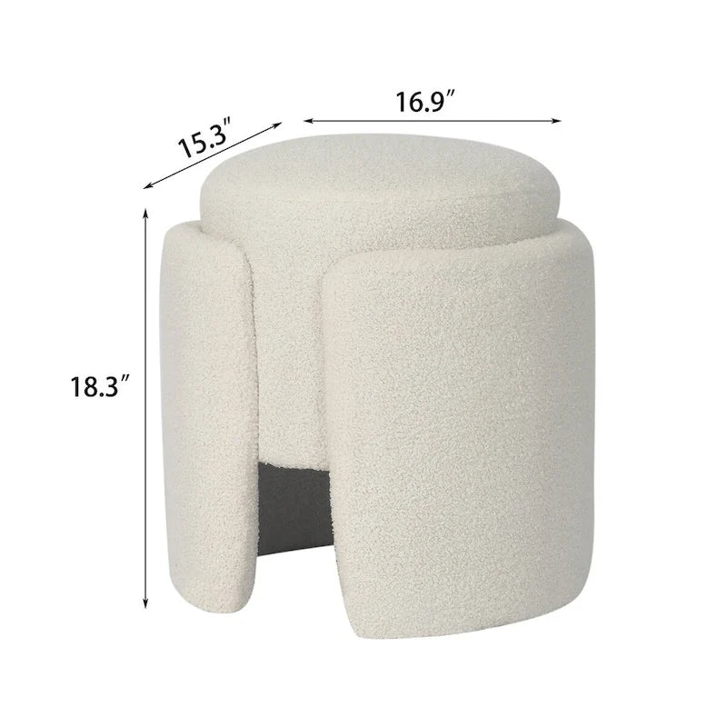 Pouf rond en tissu Teddy pour salon ou chambre à coucher