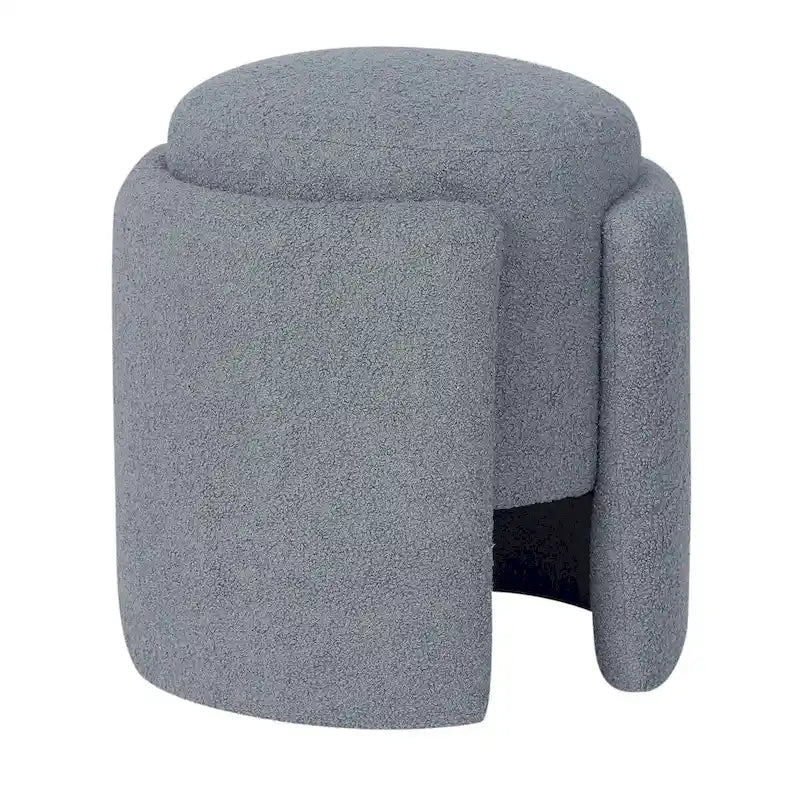 Pouf rond en tissu Teddy pour salon ou chambre à coucher