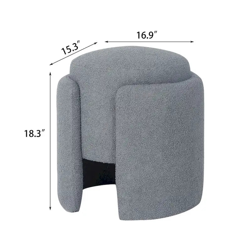 Pouf rond en tissu Teddy pour salon ou chambre à coucher