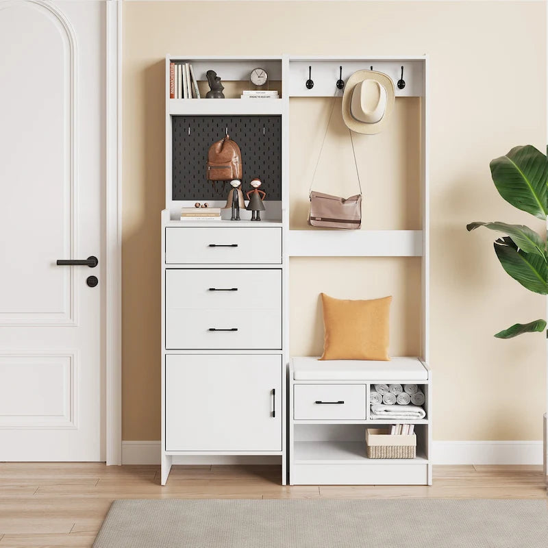 Meuble d'entrée 44,5 de large avec banc et rangement à chaussures