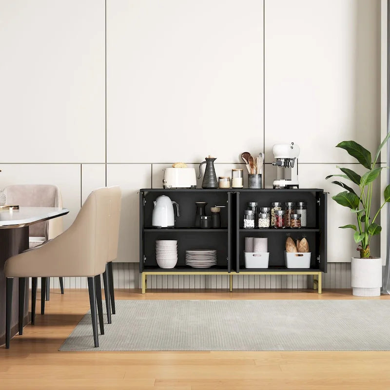 Buffet de cuisine avec portes à motifs ondulés