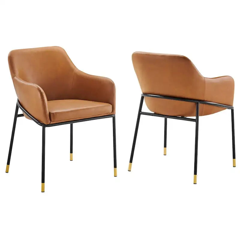 Lot de 2 chaises de salle à manger en cuir végétalien - S/O