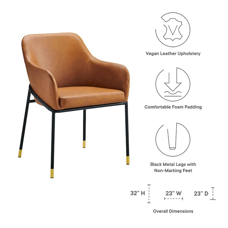 Lot de 2 chaises de salle à manger en cuir végétalien - S/O