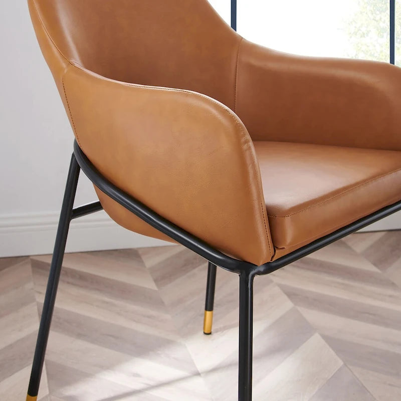 Lot de 2 chaises de salle à manger en cuir végétalien - S/O
